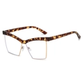 Montatura occhiali cat-eye in tartaruga e metallo dorato con lenti anti-luce blu - Montatura Leopardata