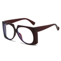 Occhiali quadrati oversize anti-luce blu bordeaux con montatura spessa e audace - Montatura Marrone Scuro
