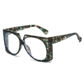 Occhiali oversize squadrati anti luce blu con montatura tartarugata in stile vintage - Montatura Leopardata Verde