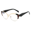 Lunettes anti-lumière bleue œil de chat chic avec monture en métal doré et rouge - Monture Rouge et Noire avec Verres Blancs