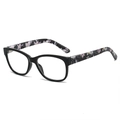 Occhiali da lettura alla moda con montatura nera e aste a fiori su sfondo bianco - 1.00 Diottrie / Montatura Nera