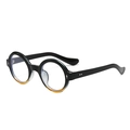 Retro round frame sunglasses with black and amber gradient finish and silver dot accents - Black Tea Gradient Frame
