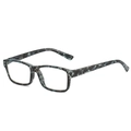 Stylish rectangular blue marble pattern reading glasses with classic silver rivet accents - +1.00 Diopter / Green Floral Frame