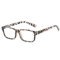 Classic leopard print rectangular reading glasses with silver studs and anti-blue light lens - +1.00 Diopter / Grey Leopard Frame