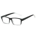 Classic rectangle gradient black reading glasses with silver studs on a white background - +1.00 Diopter / Black Gradient Transparent