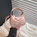 Roze PU-lederen handtas met decoratieve strikken en afneembare schouderband - Roze