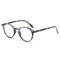 Retro ultraleichte runde Brille in Schildpattoptik mit Nieten und Blaulichtfilter - +1.00 Dioptrien / Blau Schildpatt Rahmen