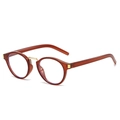 Vintage oval sunglasses featuring tortoiseshell frames and golden metal bridge - Brown Frame / Clear (Anti-blue Light)