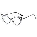 Fashionable matte black irregular metal cat-eye frames with stylish hollow design - Black Frame
