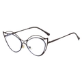 Irregular metal frame butterfly glasses with anti-blue light lenses in coffee brown finish - Tea Frame