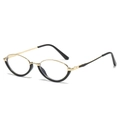 Occhiali cat-eye con montatura in metallo dorato e lenti semicerchiate nere anti luce blu - Montatura Nera