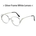 Lunettes de soleil argentées avec branches en V serties de diamants et verres transparents - Standard / Standard monture argentée et verres clairs