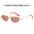 Trendy small oval sunglasses with gold frame, red lenses and twisted rope arms - Gold Frame Red Lenses