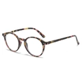 Retro-Rundbrille mit pink-gelbem floralem Schildpatt-Muster und silbernen Nieten-Details - +1.00 Dioptrien / Rosa Schildpatt Rahmen