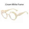 Montatura tonda oversize bianco sporco con ponte dorato per donna - Montatura Beige