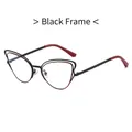 Gafas anti-luz azul estilo cat-eye con montura negra y detalles en rojo oscuro - Marco Negro
