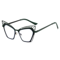 Occhiali anti luce blu cat eye con montatura in metallo verde scuro e dettagli ali - Montatura Verde