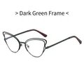 Montura de gafas de ojo de gato en metal verde oscuro para un look vintage elegante - Montura Verde Oscuro