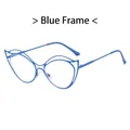 Occhiali cat-eye blu con montatura in metallo irregolare e lenti anti-luce blu moda - Montatura blu