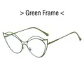 Schicke unregelmäßige Cat-Eye-Brille mit mattgrünem Metallrahmen für Damen - Grüner Rahmen