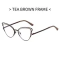 Montura de gafas ojo de gato en color marrón té con cristales anti-luz azul de moda - Montura de Té