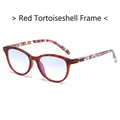 Occhiali da lettura quadrati tartarugati rossi con aste a motivi geometrici colorati - +1.00 / Montatura Tartarugata Rossa