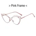 Moderne rosa Cat-Eye-Brillenfassung mit unregelmäßigem Metalldesign und Blaulichtschutz-Gläsern - Rosa Rahmen