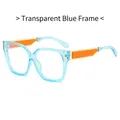 Lunettes anti-lumière bleue carrées en bleu transparent avec branches en métal doré - Bleu Transparent