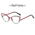 Montura de gafas cat-eye de metal rojo a la moda con filtro de luz azul y diseño doble - Marco Rojo