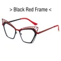 Occhiali anti-luce blu cat-eye con montatura in metallo nero e rosso alla moda - Montatura Nero e Rosso