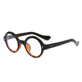 Retro round frame sunglasses with black and tortoise shell two-tone split design - Black And Tortoise Spliced Frame