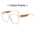 Lunettes carrées blanc crème anti-lumière bleue avec détails marron sur les branches - Cadre Beige