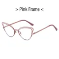 Chic pink metal cat-eye eyeglass frames with blue light blocking lenses for women - Pink Frame