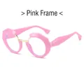 Fashionable pink geometric polygon glasses frame with gold metal accents for women - Pink Frame