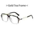 Gafas de aviador modernas con doble puente y montura de metal color té dorado - Marco de Té Dorado