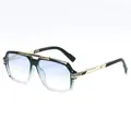 Gafas de moda con degradado dorado y verde, montura grande y diseño de metal de doble puente - Marco Verde Dorado