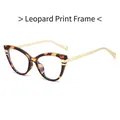 Cat eye blue light blocking glasses with leopard tortoise frame and gold metal temples - Leopard Frame