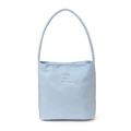 Minimalistische hellblaue Beuteltasche mit Hope and Future Stickerei und Schultergurt - Blau