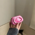 Mini-Handtasche Kopfhörerhülle mit rosa Marmormuster, Goldkette und Handgriff - Rosa