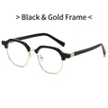 Occhiali anti-luce blu con montatura semi-aperta irregolare in nero e oro retrò - Montatura Oro Nero