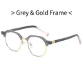 Montatura per occhiali semi-rimless retrò grigio e oro con stanghette sfumate - Oro Grigio