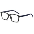 Ultralight blue light blocking reading glasses with black frame and blue textured temples - +1.00 / Black