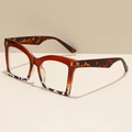 Classic oversized reading glasses with red and leopard print tortoiseshell frames - 1.00x / Gradient Tea