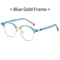 Montatura occhiali retrò blu e oro a giorno con filtro anti-luce blu per adulti - Montatura Blu Oro