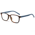 Ultraleichte Blaulichtfilter Lesebrille mit Schildpatt-Rahmen und blauen Bügeln - Leopardenmuster Rahmen
