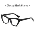 Fashionable cat eye glasses frame in glossy black finish with wide temples for women - Glossy Black Frame