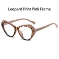 Stylish TR90 cat-eye blue light blocking glasses with leopard print and pink temples - Leopard Pink Frame Clear Lens