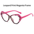 Cat eye TR90 glasses frame in magenta and leopard print color block design - Leopard Magenta Frame