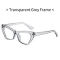 Fashionable transparent grey cat eye glasses frame with blue light blocking lenses - Transparent Grey