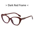 Occhiali cat-eye rosso scuro con lenti anti-luce blu e aste con motivo a scacchi - Montatura Rosso Giuggiola